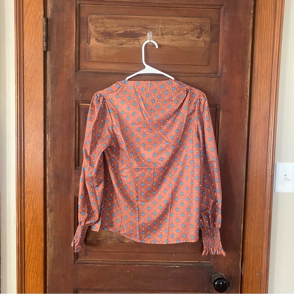 SHEIN Orange and Blue Floral Blouse - Picture 3 of 8